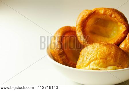 Traditional English Yorkshire Pudding, Wonderfully Crisp And Golden Baked For A Traditional Recipe,
