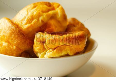Traditional English Yorkshire Pudding, Wonderfully Crisp And Golden Baked For A Traditional Recipe,