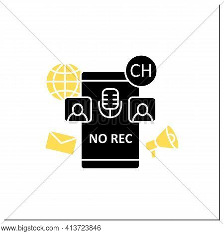 Unrecorded Conversation Glyph Icon. Private Dialogue. Conversations Are Not Recorded. Communication 