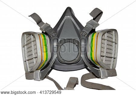Modern Respirator Mask Isolated On White. Safety, Filter