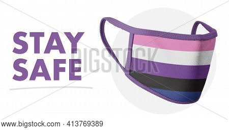 Stay Self. Protective Reusable Fabric Medical Mask. Lgbt Symbols. Genderfluid Flag. Sexual Identity 