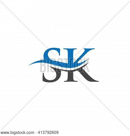 Sk Letter Logo. Initial Sk Letter Business Logo Design Vector Template With Minimal And Modern Trend