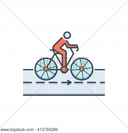 Color Illustration Icon For Bicycle Track Cyclist Road Riding Vechicle