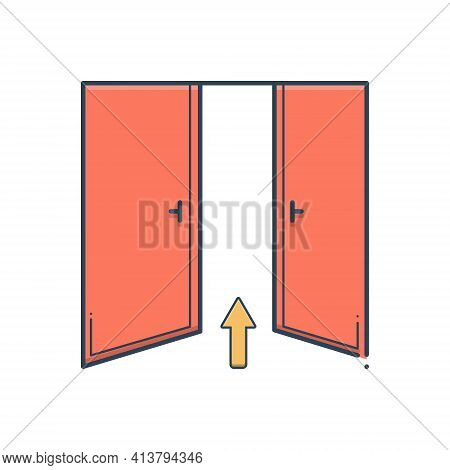 Color Illustration Icon For Entrance Admission Entry Penetration Ingress