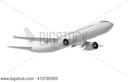 3d Plane Take Off Isolated On White Background. 3d Rendering
