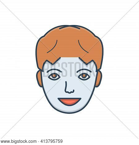 Color Illustration Icon For Happy Face Fain Pleased