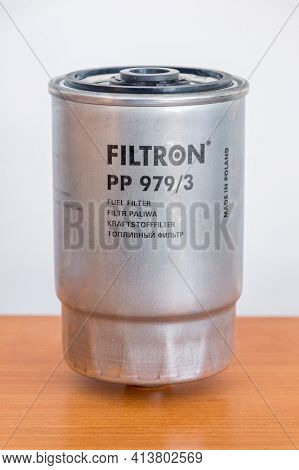 Pruszcz Gdanski, Poland - March 21, 2021: Filtron Pp 979 3 Car Fuel Filter.