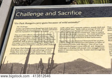 Usa, Arizona, 26,06,2016 Organ Pipe Cactus National Monument.