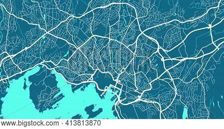 Detailed Map Of Oslo City Administrative Area. Royalty Free Vector Illustration. Cityscape Panorama.