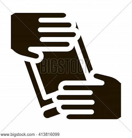 Hand Over Book Glyph Icon Vector. Hand Over Book Sign. Isolated Symbol Illustration