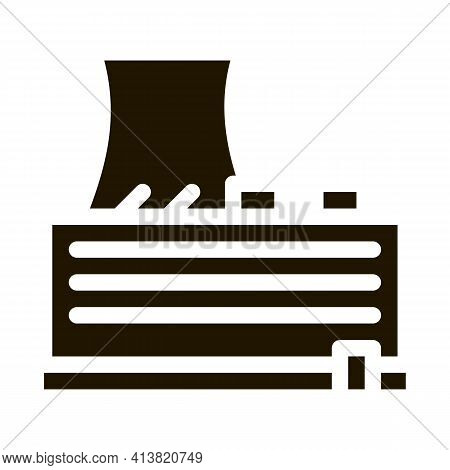 Single Tower Nuclear Power Plant Glyph Icon Vector. Single Tower Nuclear Power Plant Sign. Isolated 