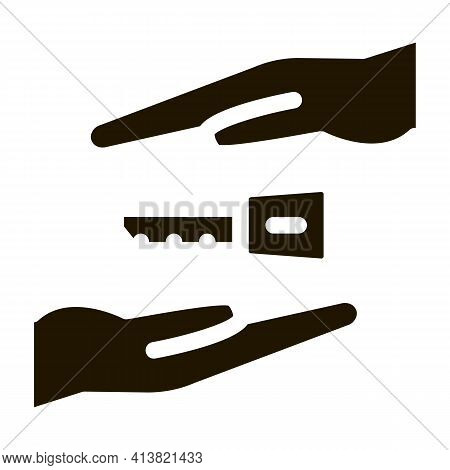 Hand Over Car Keys Glyph Icon Vector. Hand Over Car Keys Sign. Isolated Symbol Illustration