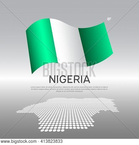Nigeria Flag, Mosaic Map On Light Background. Vector Banner Design, Nigeria National Poster. Cover F