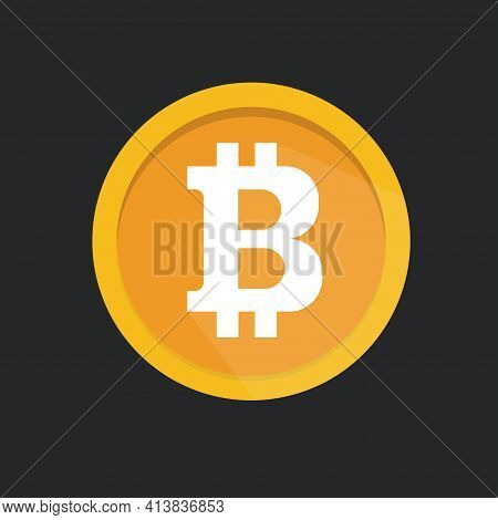 Bitcoin Coin Isolated On Background. Art Design Digital Currency, Cryptocurrency. Stock Market Elect