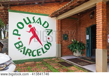 São Roque De Minas - Mg, Brazil - December 12, 2020: Facade Of The Tourist Accommodation, The Pousad