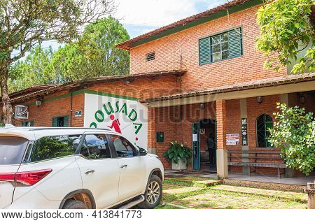 São Roque De Minas - Mg, Brazil - December 12, 2020: Facade Of The Tourist Accommodation, The Pousad