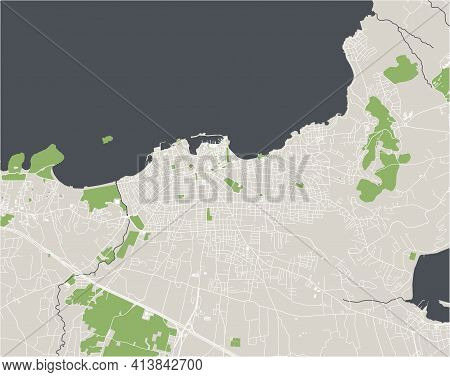 Map Of The City Of Chania, Crete, Greece