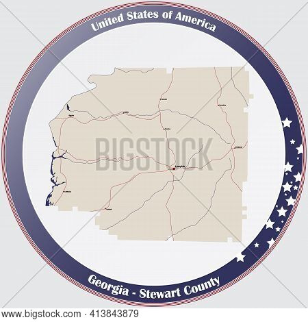 Large And Detailed Map Of Stewart County In Georgia, Usa.