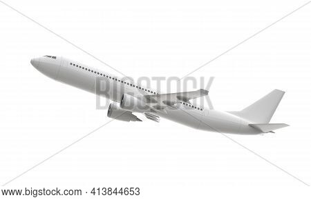 3d Plane Take Off Isolated On White Background. 3d Rendering