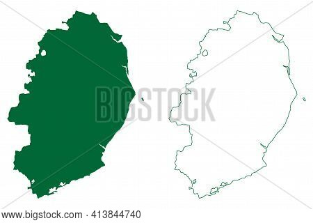 Bhavnagar District (gujarat State, Republic Of India) Map Vector Illustration, Scribble Sketch Gohil