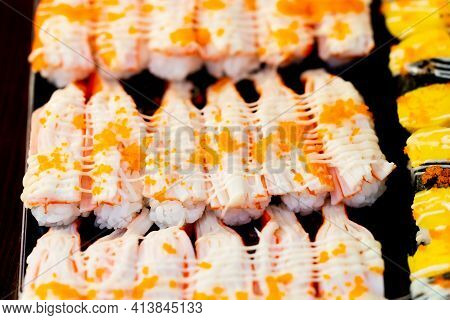 Suchi For Sell In The Supermarket, Suchi Is Japanese National Food Popular Throughout The World