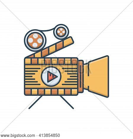 Color Illustration Icon For Feature-films Feature-films Documentary Shooting  Filmmaking