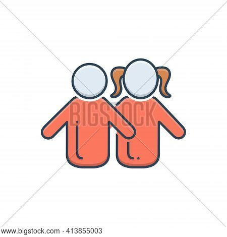 Color Illustration Icon For Children Kids Brood Progeny Baby