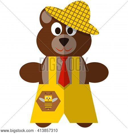 Toy Teddy Bear Farmer Vector Isolated On White