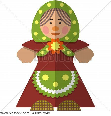 Grandmother Doll Vector Isolated On White Background