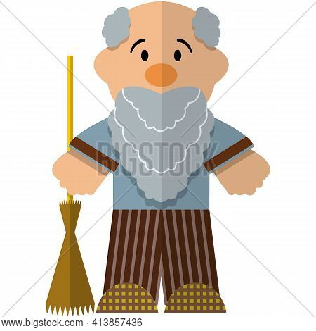 Grandfather Doll Vector Isolated On White Background