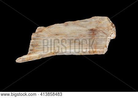 Macro Of A Stone Mineral Moonstone On A Black Background Close Up