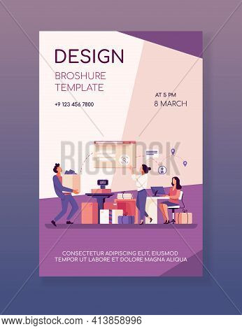 People Working At Post Office Flat Vector Illustration. Shipping And Delivery Service Concept. Mail 