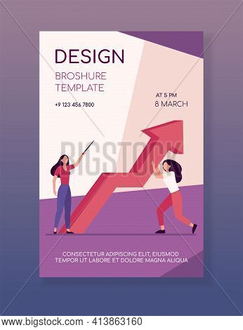 Managers Resisting Crisis. Woman Pointing Up, Her Colleague Holding Growth Arrow Flat Vector Illustr