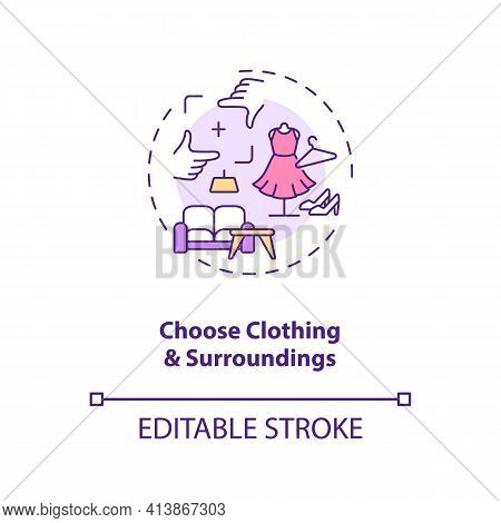 Choose Clothing, Surroundings Concept Icon. Successfull Video Dating Tips Ideas Thin Line Illustrati