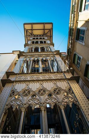 Lisbon, Portugal - February 11, 2018: Elevator de santa justa in Lisbon, Portugal, Europe