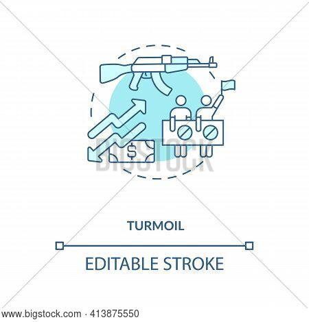 Turmoil Concept Icon. International Stocks Challenge Idea Thin Line Illustration. Financial Crisis. 