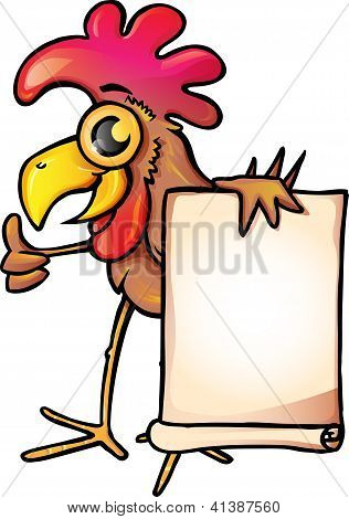 Chicken with banner