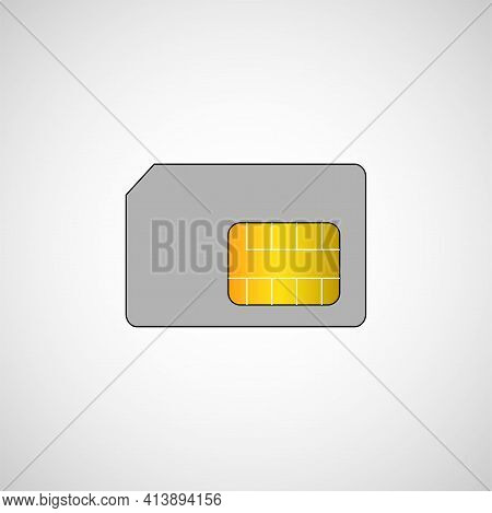 Sim Card Symbol, Icon. Flat Vector Illustration