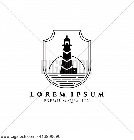 Lighthouse Tower Logo Vector Illustration Design, Vintage Logo