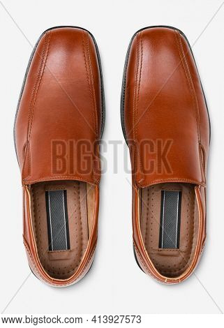 Brown leather slip-on men's shoes fashion