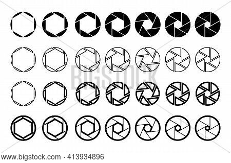 Camera Lens Aperture With Various Iris Position