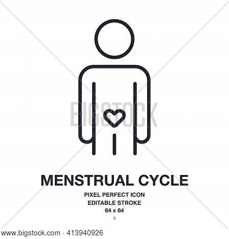 Menstrual Cycle Concept Editable Stroke Outline Icon Isolated On White Background Vector Illustratio