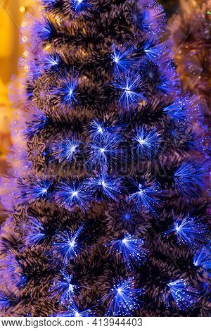 Christmas fiber optic decorated Tree with dectoration,holiday concept.