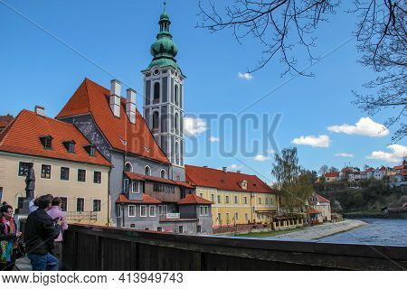 Cesky Krumlov, Czech - April 25, 2012: This Is A View Of The Former St.jost Church From The Lazebnic