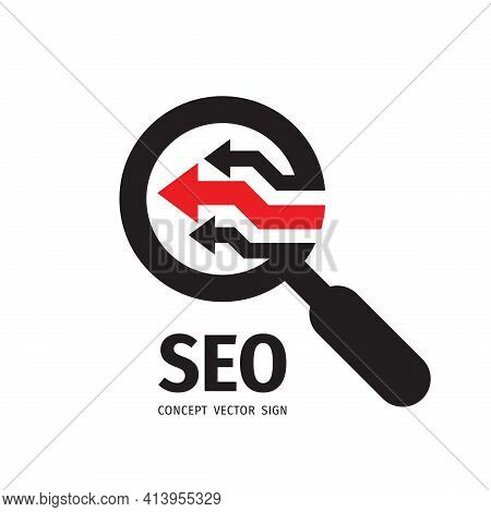 Seo - Search Engine Optimization - Vector Logo Template Concept Illustration. Business Solution Logo