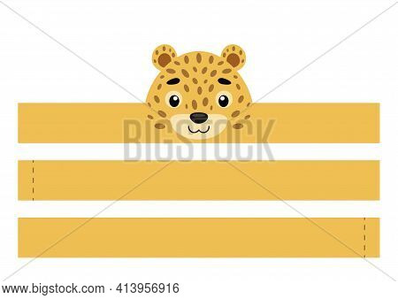 Printable Cheetah Paper Crown. Party Headband Die Cut Template For Birthday, Christmas, Baby Shower.