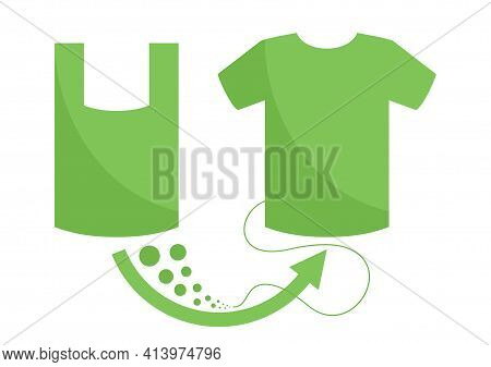 Textile From Recycled Materials, For Sustainable And Zero-waste Industry. Packet Turns To T-shirt. V