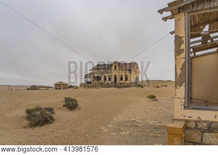 Namib Desert, Namibia - January 08.2021: The Buchhalter House At German Kolmanskop - Kolmannskuppe G