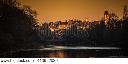 Lovely evening view of Argau, Switzerland