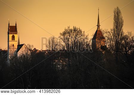 Lovely evening view of Argau, Switzerland